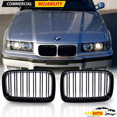 Gloss Black Front Kidney Grill For 92-96 BMW E36 M3 318is 318ti Coupe 325i Sedan • $24.98