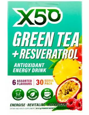 X50 Green Tea Assorted 6 Flavour 30 Sachet Pack • $37.90