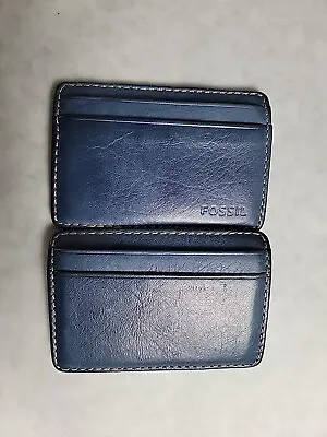 Fossil Wallet Blue Soft Leather Bifold W/Card Holder • $19.15
