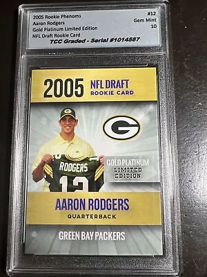 2005 Rookie Phenoms Aaron Rodgers Rookie Gold Platinum TCC Graded Gem Mint 10 • $20