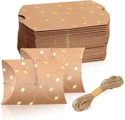 $21.29 • Buy 100 Pieces Small Gift Pillow Boxes Pillow Box For Gifts Kraft New Year Gift Box