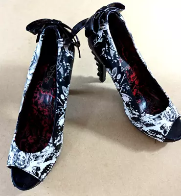 £31.50 • Buy Iron Fist High Heel Black Rose Goth Emo Whitby Punk UK 5