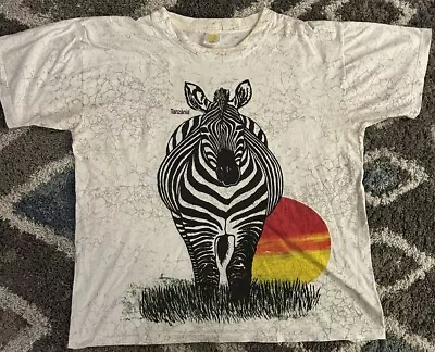 Zebra Animal Print Shirt All Over Print XL Tanzinia Double Sided Sun Shirt • $29.92