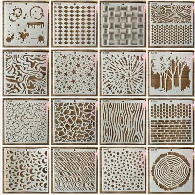 $13.28 • Buy 16Pcs 6inch Geometry Art Mosaic Texture Layering Stencils For Painting Template