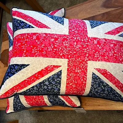 Pair Of Luxury Velvet  Union Jack Cushions 22  X 16  Removable Cover BNWT • £20