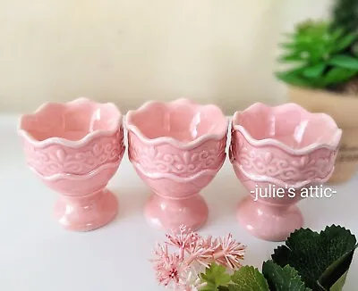 Vintage Scalloped Egg Cups Pink Lot  3-rare • $14.25