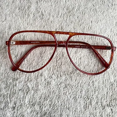 Vintage Large Men's Unisex AVIATOR Red Frame Eyeglasses Eyewear 58 15 Glasses • $25.64