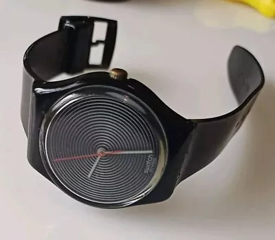 Swatch Watch Vintage Soto GB109 1986 Black Silver Circles Rings  • $35