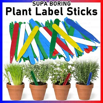 Plant Labels Stick 10 25 50 100 4  Plastic Seed Tags Garden Tray Pots Beds Tag • £2.99