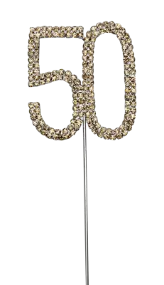 Golden Wedding Anniversary Cake Pick Topper Decoration 50th Diamante Sparkly • £5.99