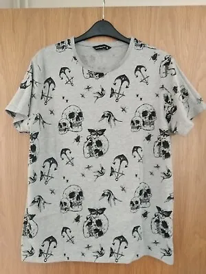 £4.99 • Buy Cedar Wood State Mens Grey Skull Bird Insect Anchor T-shirt - Size Xl