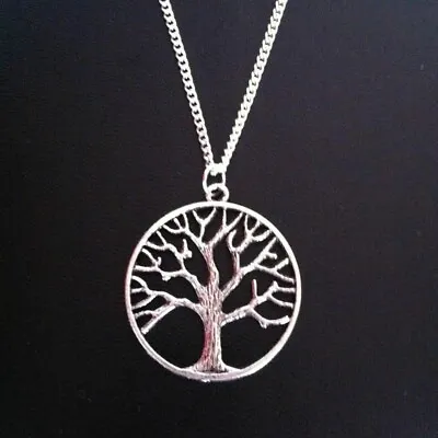 Tree Of Life Pendant Necklace Silver Plated  18  Curb Chain Tibetan Silver Charm • £3.10