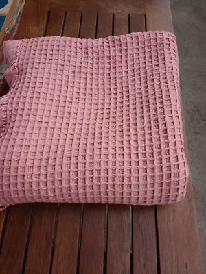 Vintage Harrods Pink Merino Wool Waffle Blanket 180x 140cm Harrods Wool Blanket • £24.99
