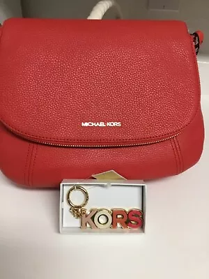 Michael Kors SpringColor SANGRIA Pebbled Convertible Flap Shoulder Bag+ Keychain • $199.99