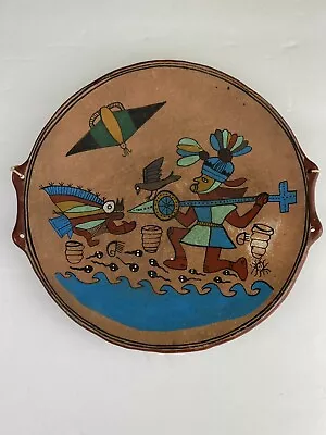 Pisac Cusco Peru Terra Cotta Clay Pottery Hanging Plate Inca Hand Painted 8.25  • $10