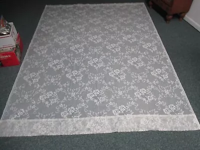 Vintage Ivory Lace Curtain Panel 62  W X 84” L  Floral & Scroll Design • $25