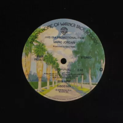 MARC JORDAN: Survival / Same Warner Bros. Records 12  Single 33 RPM • $8