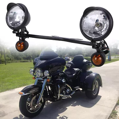 Black Motorcycle Passing Driving Spot Fog Lamp Turn Signal Light Bar For Harley • $43.19