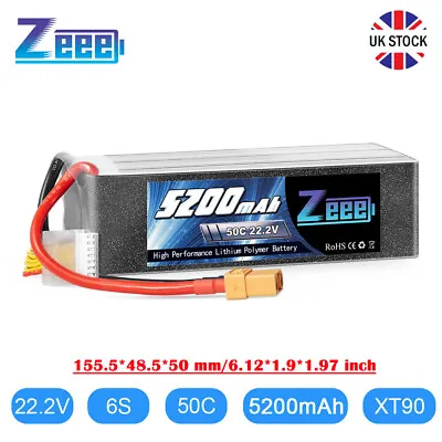 Zeee 6S Lipo Battery 5200mAh 22.2V 50C XT90 Softcase For Airplane RC Quadcopter • £74.98