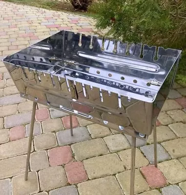 Grill Shish Kebab Grill Folding Stainless Steel 2mm Portable With 8 Shashlik • $169.61