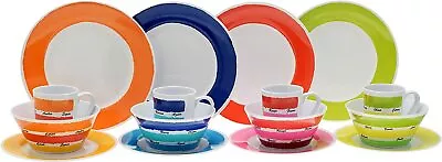 £41.99 • Buy 16Pc Melamine Dinner Set Colourful Crockery Camping Picnic Motorhome Tableware