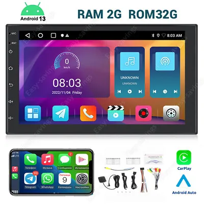 7'' Double 2Din Android 13 Car Radio GPS WIFI BT Carplay Touch Screen Stereo 32G • $64.83