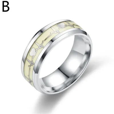 Heart Beat Luminous Rings Women Men Fluorescent Glowing In Dark Couple Rings UK • £2.44