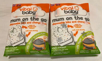 £3.95 • Buy Vital Baby Mum On The Go Disposable Bibs & Change Mat (Pack Of 2) New