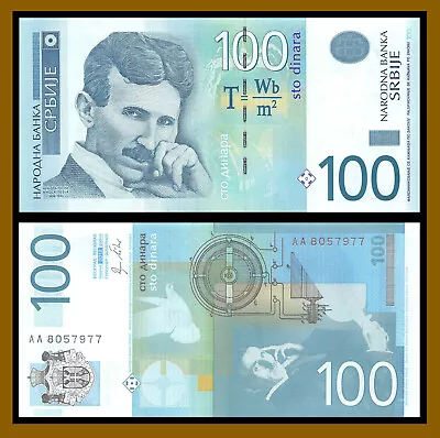 Serbia 100 Dinara 2012 P-57 Tesla Banknote Unc • $8.32