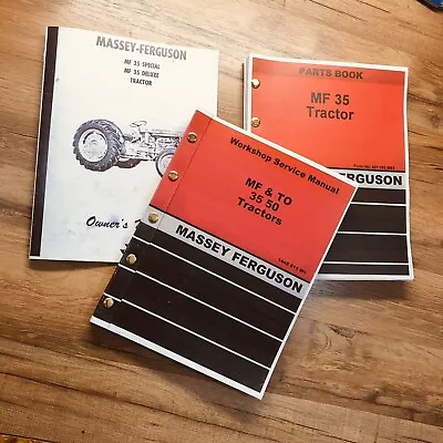 Set Massey Ferguson Mf-35 Gas Tractor Service Operator Parts Manual Repair Shop • $56.97