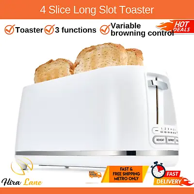 $34.24 • Buy 4-Slice Long Slot Electric Toaster Toasted Defrost Reheat Kitchen White