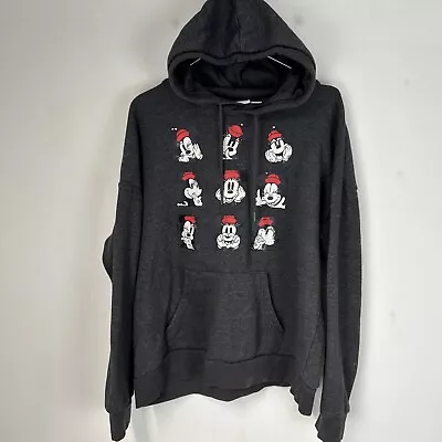 Disney Minnie Mouse Overhead Charcoal Grey Hoodie LARGE 50” Bust • £6