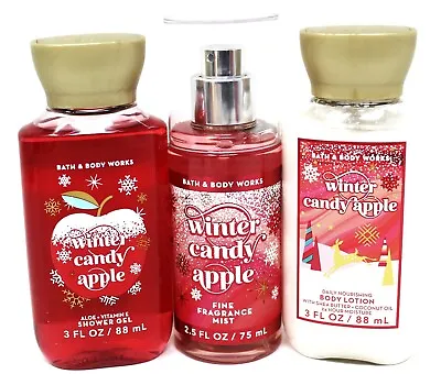 Bath & Body Works Winter Candy Apple Travel Set Cream Lotion & Mist & Shower Gel • $23.03