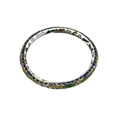 $24 • Buy Old Champleve Cloisonne Bangle Bracelet Vintage Enamel Oriental Thin Bangle