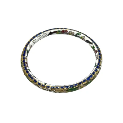 $24 • Buy Old Champleve Cloisonne Bangle Bracelet Vintage Enamel Oriental Thin Bangle