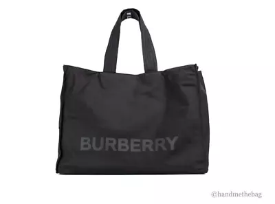 Burberry Trench Black Extra Large Nylon Econyl Branded Tote Handbag Purse • $808.29