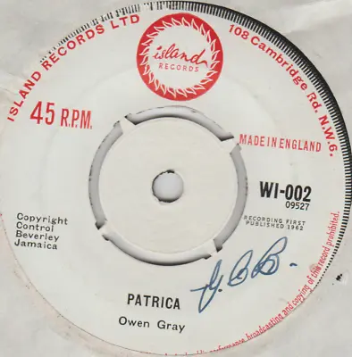 £10 • Buy OWEN GRAY - PATRICIA/ TWIST BABY Island 45 WI 002 Ska Original