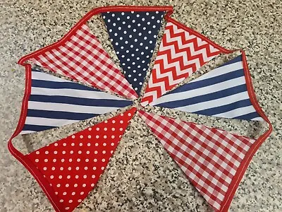 Handmade Bunting -nautical Style Mix - Stripe Check Polka Dot Chevrons..  • £4.50