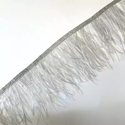 Ostrich Feathers Strung Per 10cm - Silver Grey • $2.50