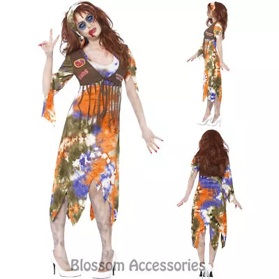 CL898 Zombie 60s 1960s Hippie Lady Retro Hippy Disco Groovy Fancy Dress Costume • $41.33