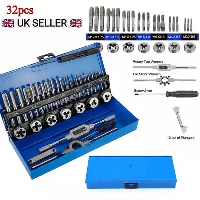 £21.97 • Buy 32pc Bluespot Metric Tap And Die Set M3 M4 M5 M6 M8 M10 M12 Steel Thread Cutter
