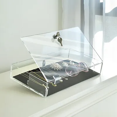 Neuxi Lockable Acrylic Display Case With Black Velvet Jewelry Pad • $37.50