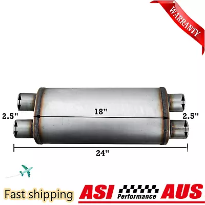 Exhaust Muffler 2.5  Dual Inlet/Outlet 24'' Overall Length 18  Body Length AU • $160.55