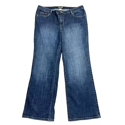 Venezia Stretch Bootcut Jeans Womens 3 Petite 16 18 Blue Denim Mid Rise 36x29 • $9.99