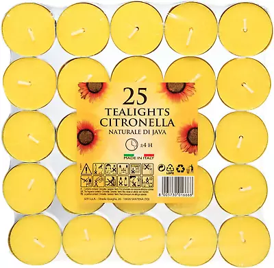 Price's Citronella Tealight Candles Garden Home Insect Repeller Pack Of 25 • £5.23