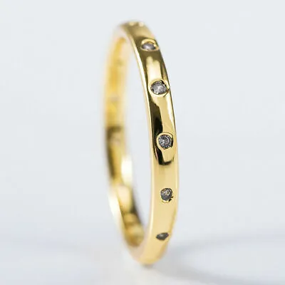 £7.99 • Buy 18k Gold Filled (stamped) Designer Style Simple Ring/band + Tiny Topaz Size R1/2