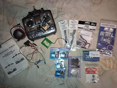 RC Airplane Lot Of Servos Receivers Radio ESC Sunny Sky Brushless Motor And More • $85