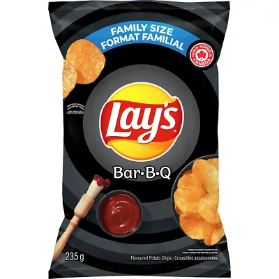 1 X Bags Lays Bar-B-Q Flavoured Chips LARGE Family Size 235g Canada FRESH • $12.75