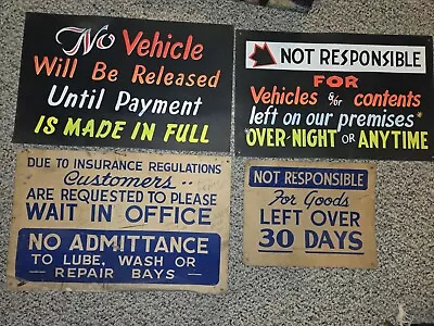 4 Vintage 1960s/1970s Automobile Auto Car Repair Garage Shop SignsNeon On Black • $45