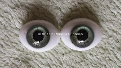 20mm Meadow Green Oval Glass Eyes Reborn Baby Doll Making Supplies • $21.95